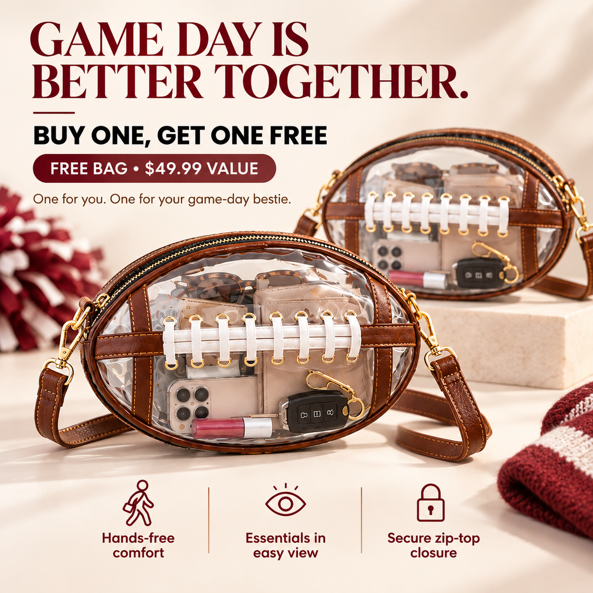 Seaston - Spiral Clear Game Day Bag